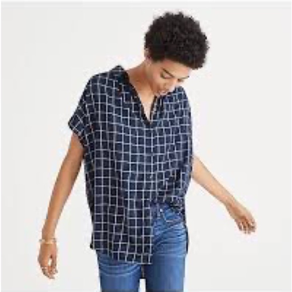 Madewell Central Button Down Shirt In Blue Windowpane